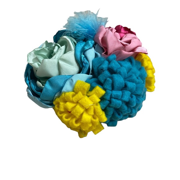 Huge oversized flower headband bow Fascinator pink blue yellow OOAK statement - Picture 3 of 3